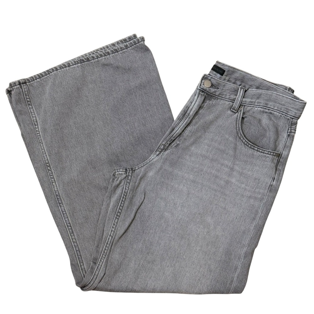 Uniqlo Gray Drapey Wide Flare Jeans (30 Waist) Womens Relaxed Loose Leg Soft